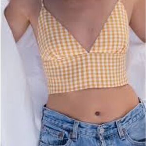 Signature8 Yellow Gingham Crop Top Sz. M